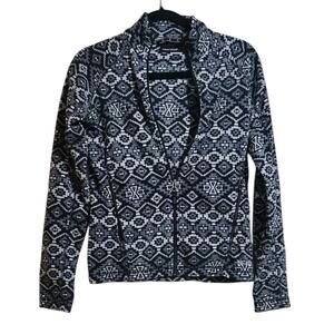Marmot Fleece Jacket Womens Small Black Full Zip Pockets Outdoor Fair Isle Mock